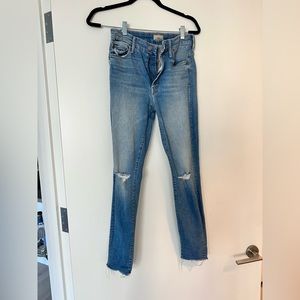 Mother brand high waisted looker ankle gray jeans in thrilling shots